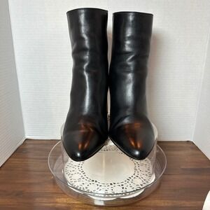 Dolce Vita Black Leather‎ Snakeskin Block Heel Pointed Toe Ankle Boot